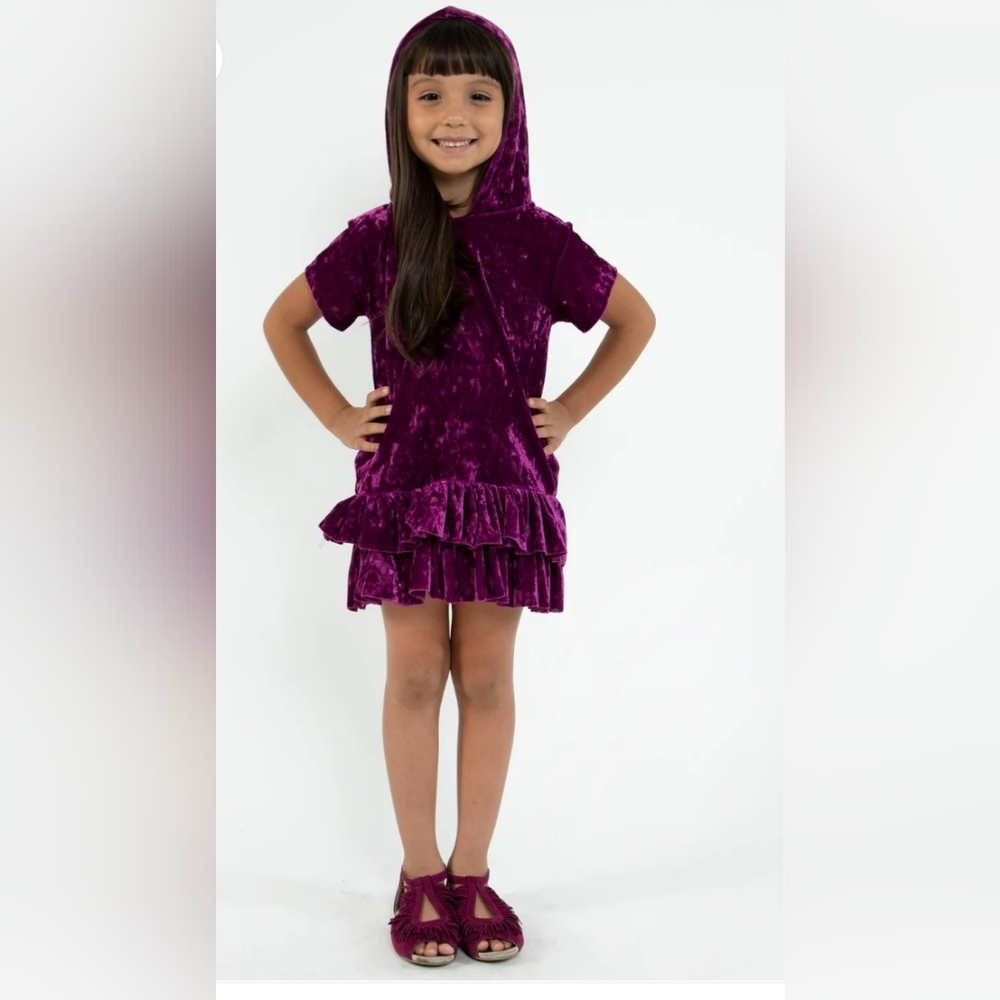 Velvet hoodie ruffle dress
